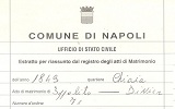 Certificate of Act of Matrimony in Central Italy, 1849 Click here to enlarge
